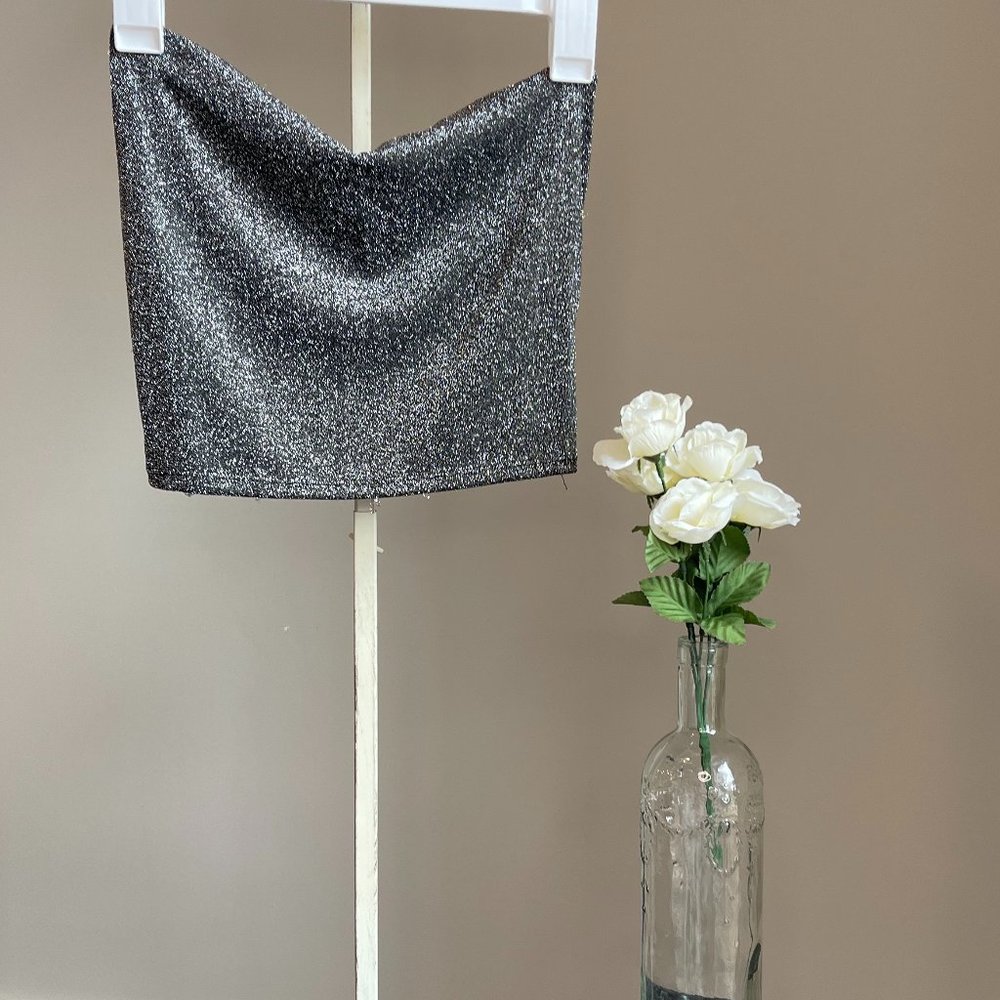 Urban Outfitters Silver Metallic Cropped Tube Top